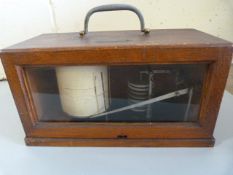 A French Barograph in wooden case Anc Ets L Maxant 38 Rue Belgrand Paris