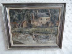 An oil with label to back Artist Hazel Milvay Wright - Dumfrieshire no signature