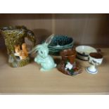 A Sylvac Squirrel vase, Sylvac spill vase with a gnome quantity of other sylvac and two pieces of