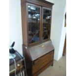 Edwardian inlaid Bureau bookcase (A/F)