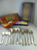 A small quantity of silverplated cutlery along with two boxed sets of knives