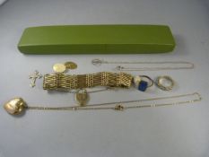 Small box of Gold and Silver items, including Silver Butterfly wing ring, 9ct Fock locket, Single