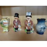 Two Toby style jugs, Noritake double handled vase and one other jug