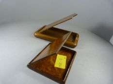 A Walnut Treen cigarette case (some damage to hinge) and wooden cigar case