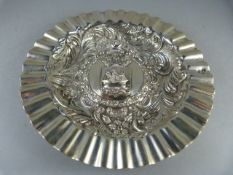 A French hallmarked Repousse Ashtray in Art Nouveau style with ship decoration