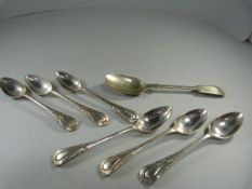 A Set of six silver plated teaspoons and one other