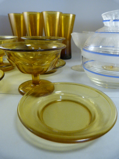 A quantity of mainly amber coloured glassware, and three other pieces - Image 2 of 6