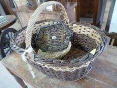 A Large wicker log basket and two others