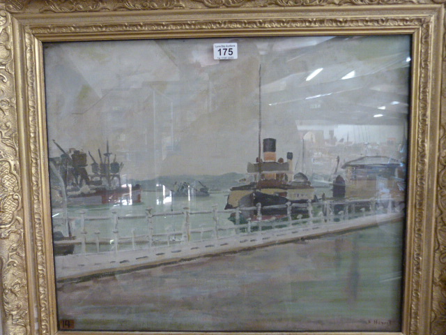 Oil painting of Southhampton Harbour Scene by artist Forrest Hewit (signed bottom Right) -Artist was