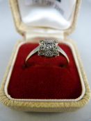 18ct Gold Art Deco style ring with diamonds set in platinum