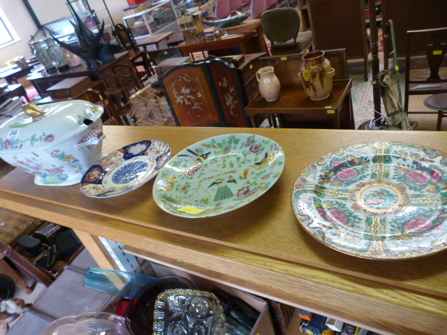 Large Tureen and three oriental plates