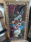 Framed needlepoint of Grecian style Urn and Flowers