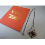 Foreign silver (935) Art Noveau garnet set pendant