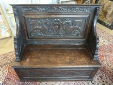 Antique Victorian carved bench seat