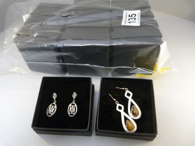 16 Silver pairs of Earrings with CZ or Semi-Precious stones - Image 3 of 3