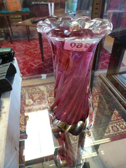 A Modern ruby glass vase incased in clear glass - Image 2 of 2