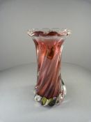 A Modern ruby glass vase incased in clear glass