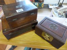 Inlaid jewellery box, one other and a Chinese Appretice style jewellery box