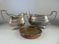 A Heavily plated milk jug and a sugar bowl by Daniel and Arter, also to include copper wine