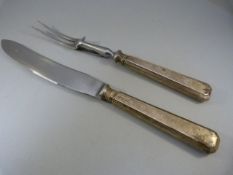 John Biggin (subsequently John Biggin Ltd) 1941 meat carver Knife and fork. Silver handles,