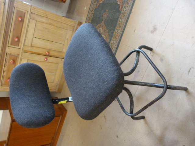 An industrial workers stool, the upholstery redone - Image 3 of 4