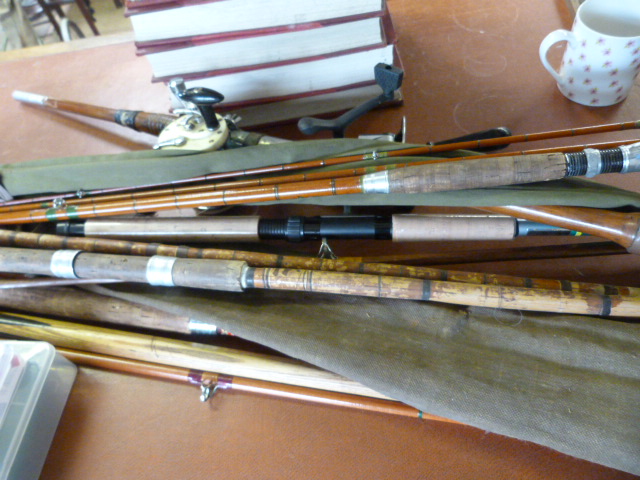 Large quantity of various fishing rods, vintage along with reels and flys - Image 4 of 4