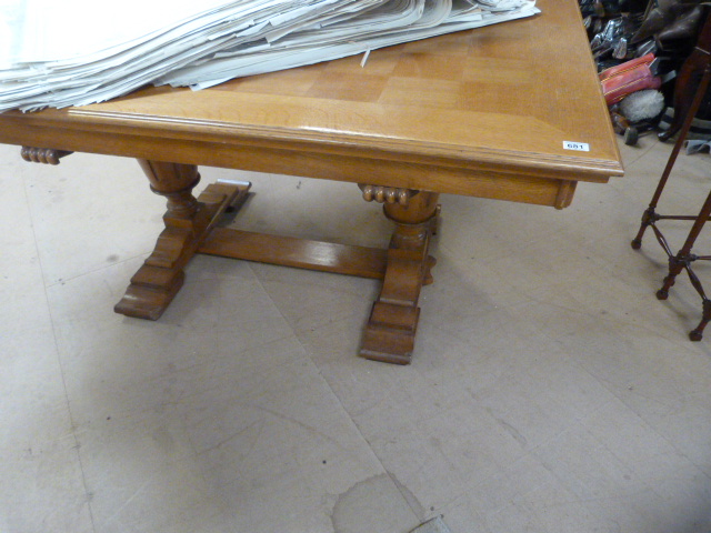 Parquet top rectangular table on heavily carved legs - Image 3 of 6