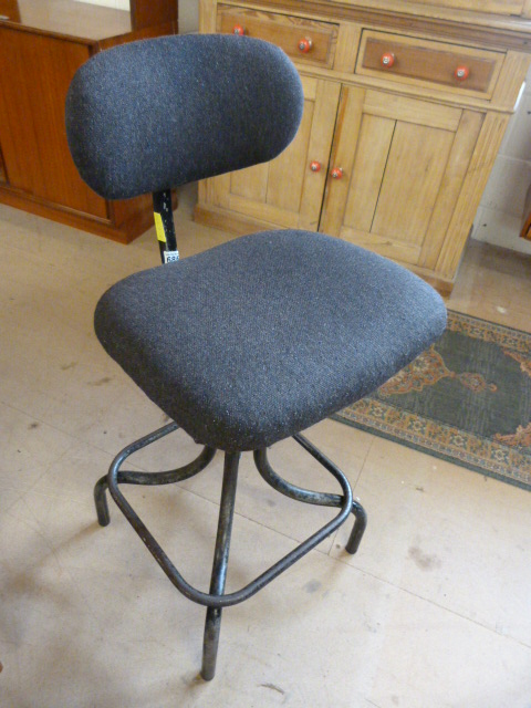 An industrial workers stool, the upholstery redone - Image 4 of 4
