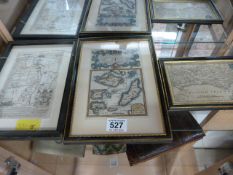 Three small framed maps - with some age