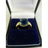 9ct Gold ring with blue Topaz stone