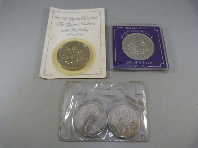 Two commonwealth Games coins, a Queen Elizabeth II 60th birthday coin and a Queen Elizabeth, the
