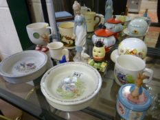 Collectible childrens china to include Bunnykins and Carlton etc