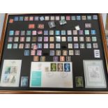 Framed set of stamps - some mint