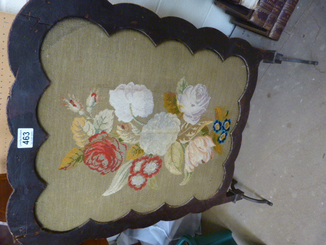 An Art Nouveau style firescreen with needlework decoration - Image 2 of 3