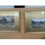 A Pair of watercolours by B J Ottewell 1983 signed lower right