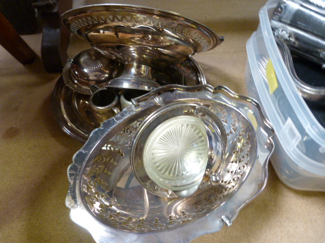 Large quantity of silverplated items to include flatware, Tazza's, dressing table set etc - Image 2 of 2