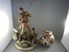 A Capodimonte figure of a Fisherman and a Mason's ginger vase