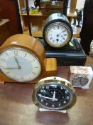 Three midcentury mantle clocks A/F and one other marble clock