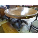 Oak extending table (table top a later edition) - Single pedestal with four scroll arms