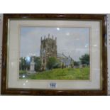 Watercolour by G W Wheelhouse of a Church view Beighton Parish Church 18" x 14" Framed and signed