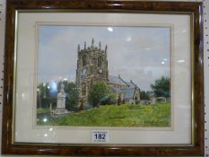 Watercolour by G W Wheelhouse of a Church view Beighton Parish Church 18" x 14" Framed and signed