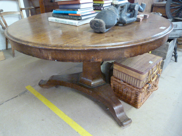 A Round mahogany tip up breakfast table