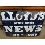 Lloyds Weekly London News - Enamelled sign