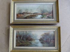 Oil on canvas of a woodland river scene - Signed E Booth, dated 1898 along with one other similar