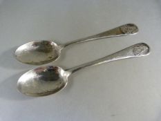 Pair of Birmingham 1925 Hallmarked Silver Masonic teaspoons by Levi and Salaman - Engraved 'Unity