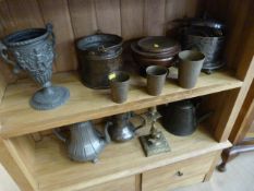 Quantity of quality metal items to include Pewter goblet, coffee pots etc