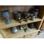 Quantity of quality metal items to include Pewter goblet, coffee pots etc