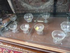 Set of Four Victorian dessert bowls, along with four others and a cutglass bowl