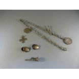 Hallmarked silver pendant, pair of silver cufflinks and a hallmarked Silver Albert chain (weight