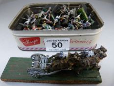 Collection of approx. 80 lead soldiers, approx. 3cm tall, Condition - general wear, some damaged,